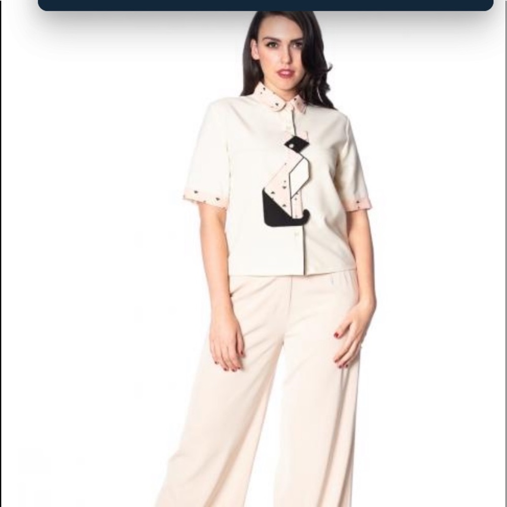 Modcloth Banned cat button up nfs